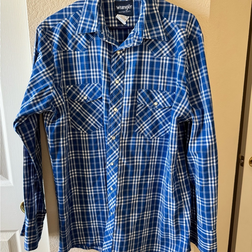 Wrangler Blue Casual Button Down Shirt